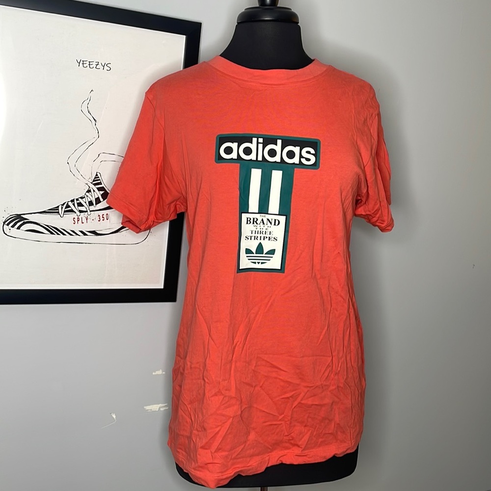 Adidas trace scarlet t-shirt with graphic logo print